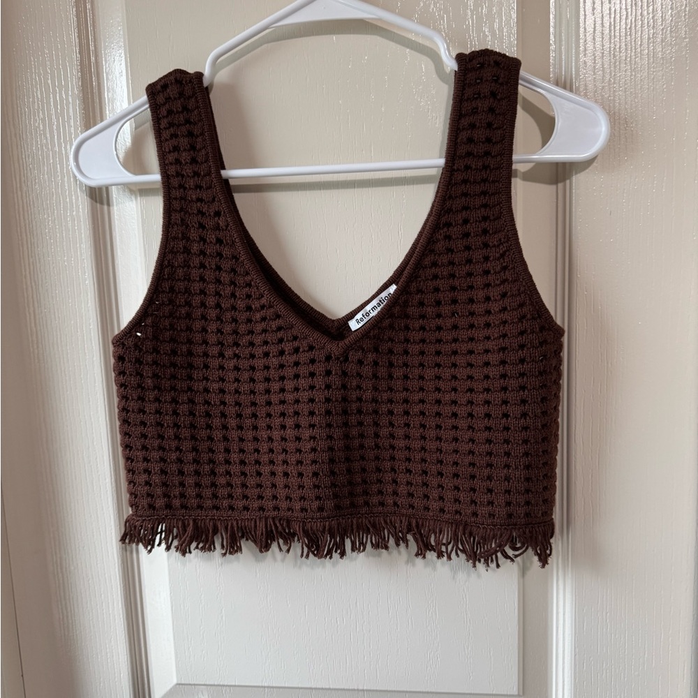 NWT Reformation Lieta cotton open knit set in chestnut - size s - Picture 6 of 9